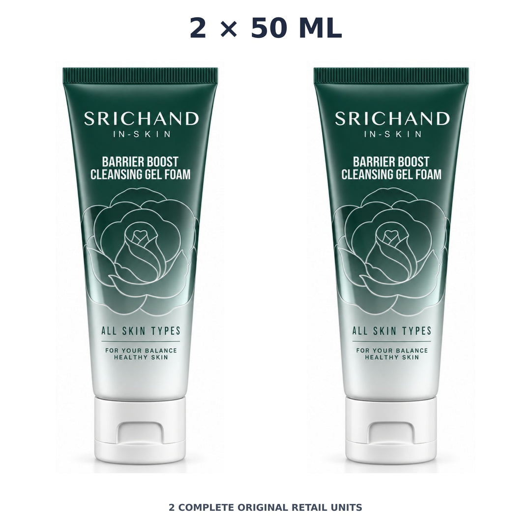 Srichand Barrier Boost Cleansing Gel Foam 50ml – 2 × 50 ml — exact quantity shown on white background