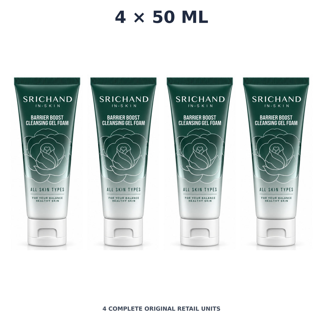 Srichand Barrier Boost Cleansing Gel Foam 50ml – 4 × 50 ml — exact quantity shown on white background
