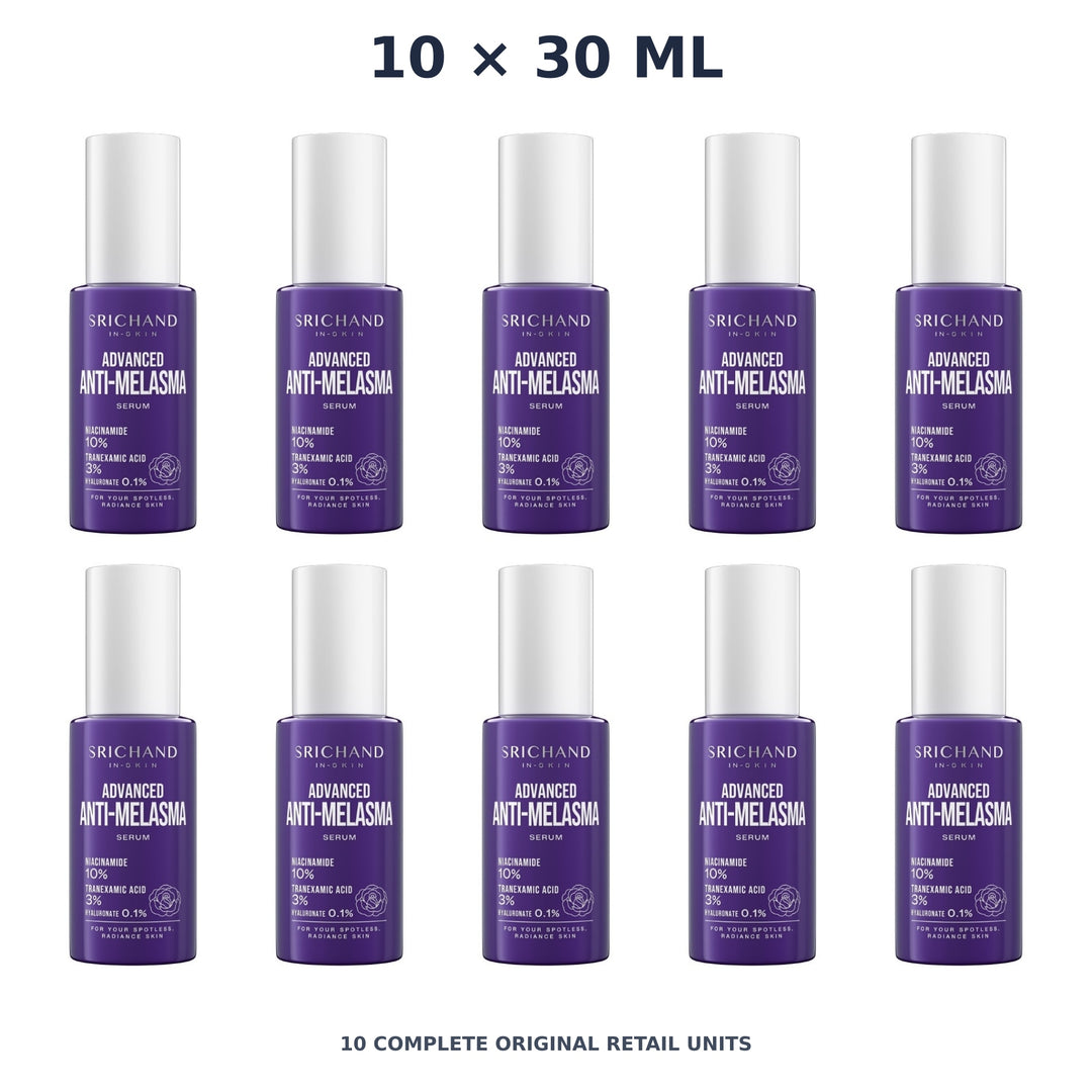 Srichand Advanced Anti Melasma Serum 30ml – 10 × 30 ml — exact quantity shown on white background