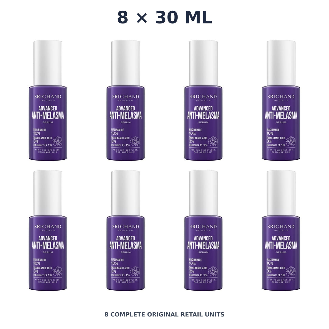 Srichand Advanced Anti Melasma Serum 30ml – 8 × 30 ml — exact quantity shown on white background