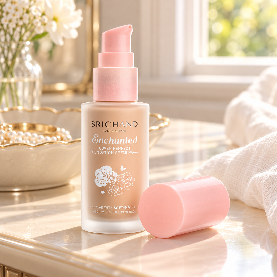 Srichand Enchanted Cover Perfect Foundation SPF35 PA+++ 30ml. 105 Pinkish 30 ml — lifestyle view 2, serving or routine illustration