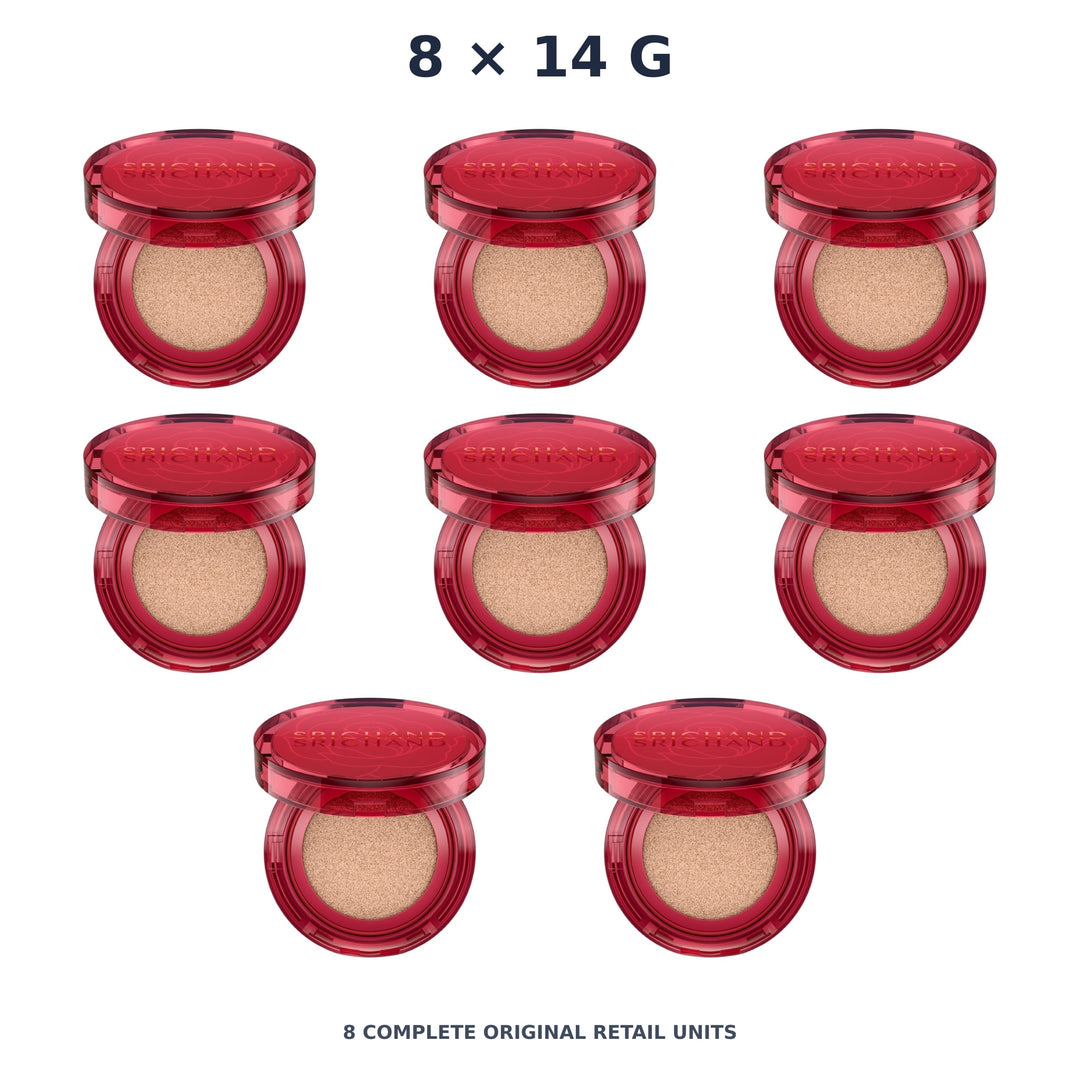 Srichand Super Coverage Always Matte Cushion SPF50+ PA++++ 14g. 105 Pinkish – 8 × 14 g — exact quantity shown on white background