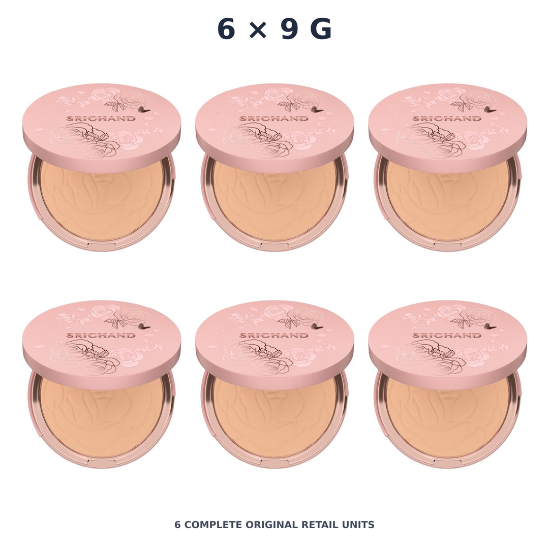 Srichand Enchanted Cover Perfect Foundation Powder SPF35 PA++++ 9g. 115 Natural – 6 × 9 g — exact quantity shown on white background