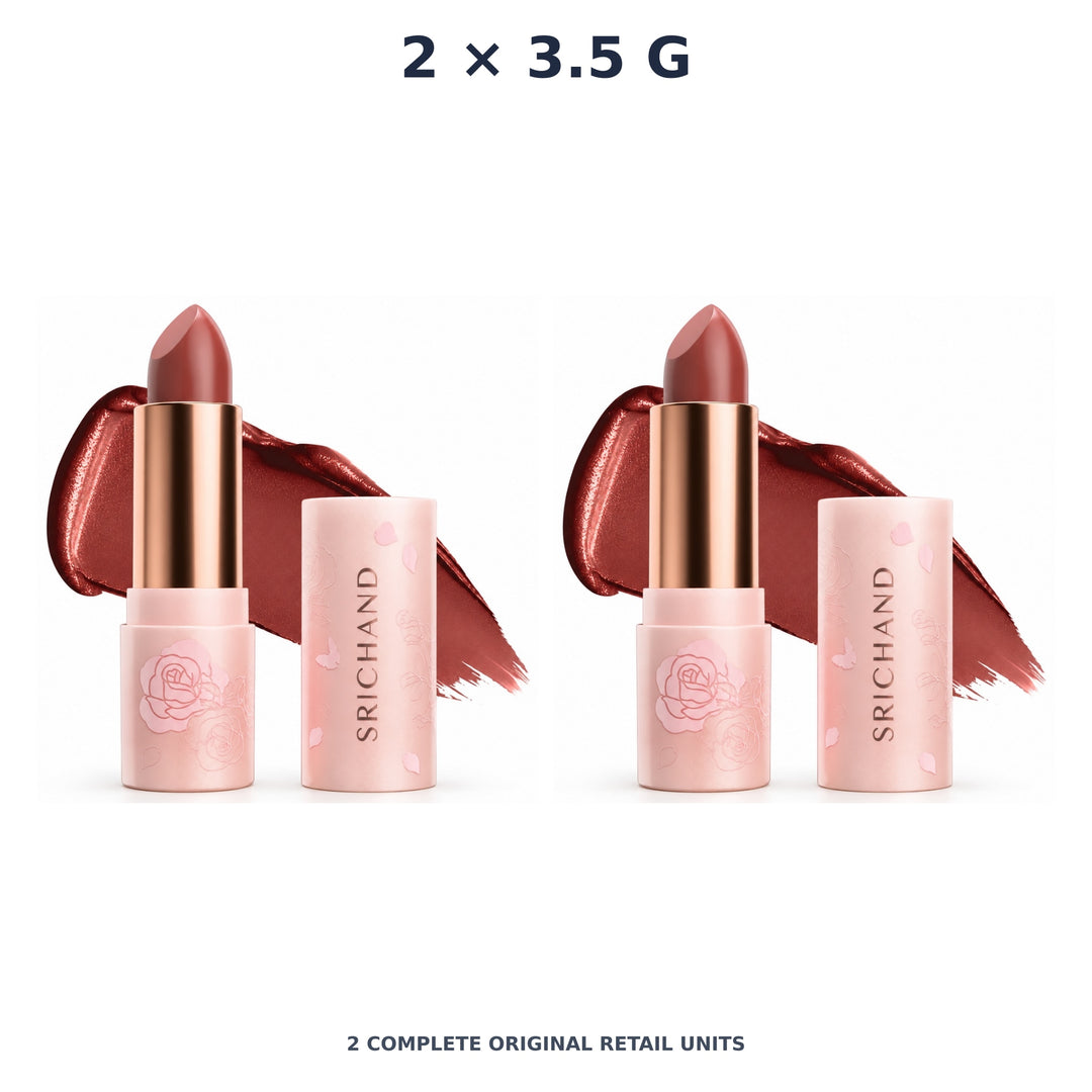 Srichand Enchanted Charming Satin Matte Lipstick 3.5g. 02 Mastery Power – 2 × 3.5 g — exact quantity shown on white background