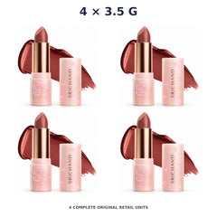 Srichand Enchanted Charming Satin Matte Lipstick 3.5g. 02 Mastery Power – 4 × 3.5 g — exact quantity shown on white background