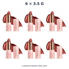 Srichand Enchanted Charming Satin Matte Lipstick 3.5g. 02 Mastery Power – 6 × 3.5 g — exact quantity shown on white background