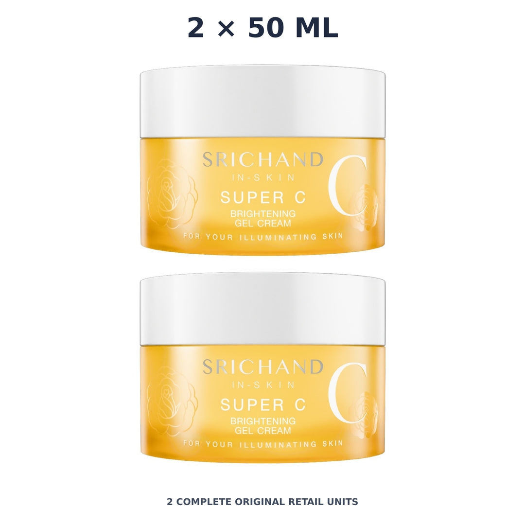 Srichand Super C Brightening Gel Cream 50ml – 2 × 50 ml — exact quantity shown on white background
