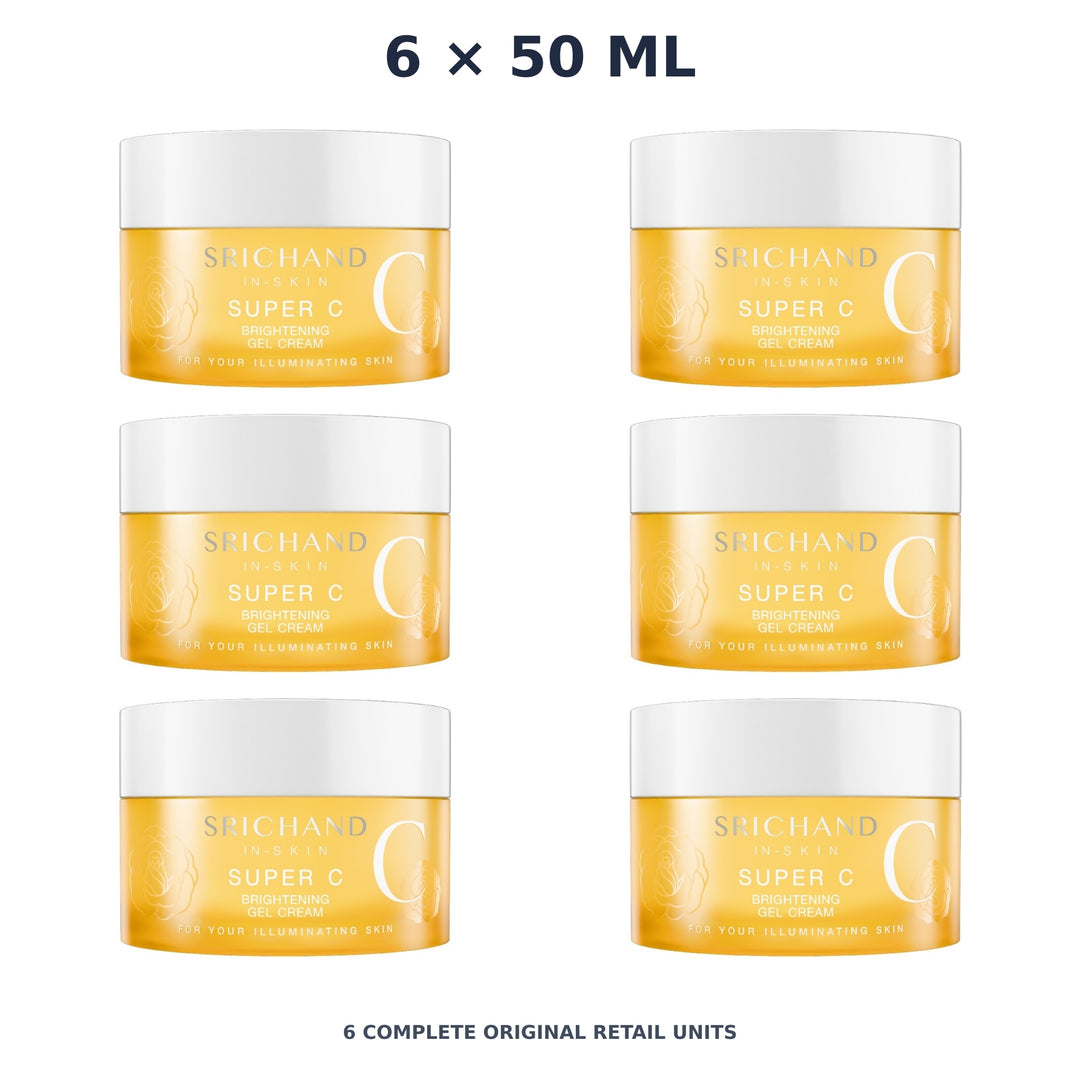 Srichand Super C Brightening Gel Cream 50ml – 6 × 50 ml — exact quantity shown on white background