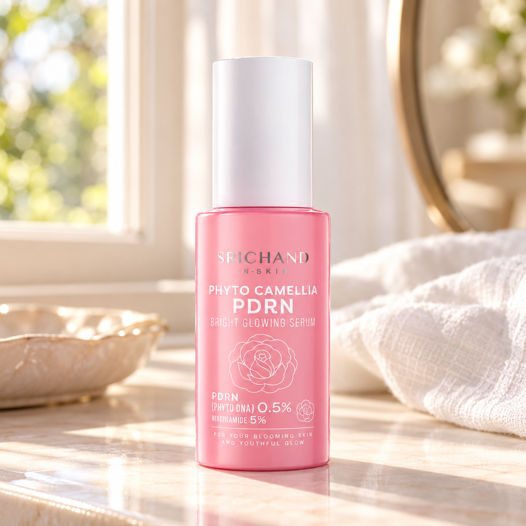 Srichand Phyto Camellia PDRN Bright Glowing Serum 30ml 30 ml — lifestyle view 2, serving or routine illustration