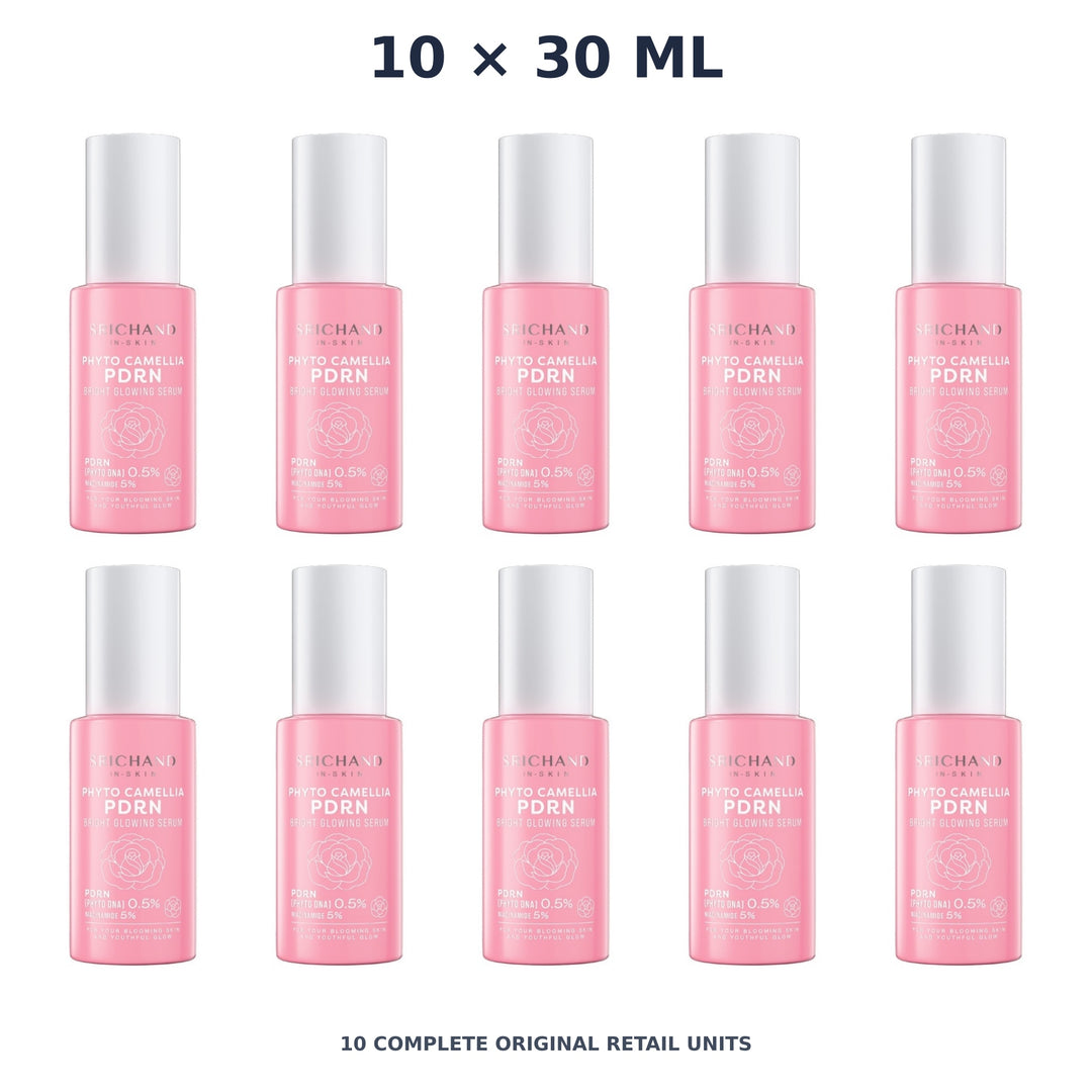 Srichand Phyto Camellia PDRN Bright Glowing Serum 30ml – 10 × 30 ml — exact quantity shown on white background