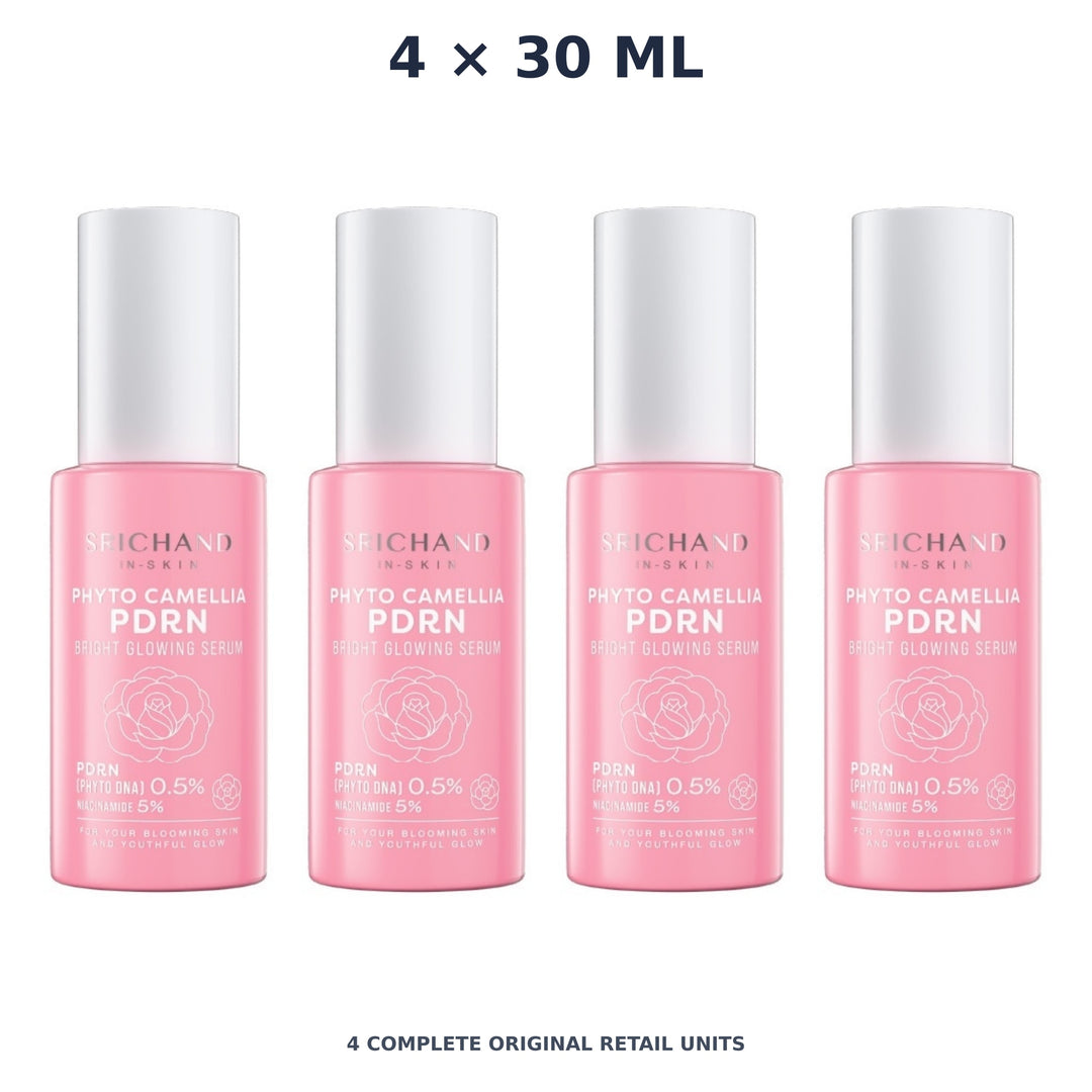Srichand Phyto Camellia PDRN Bright Glowing Serum 30ml – 4 × 30 ml — exact quantity shown on white background