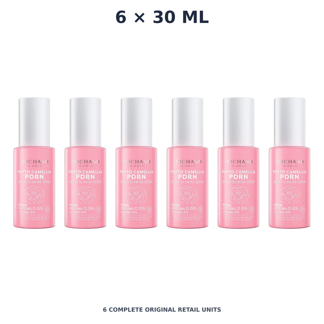Srichand Phyto Camellia PDRN Bright Glowing Serum 30ml – 6 × 30 ml — exact quantity shown on white background