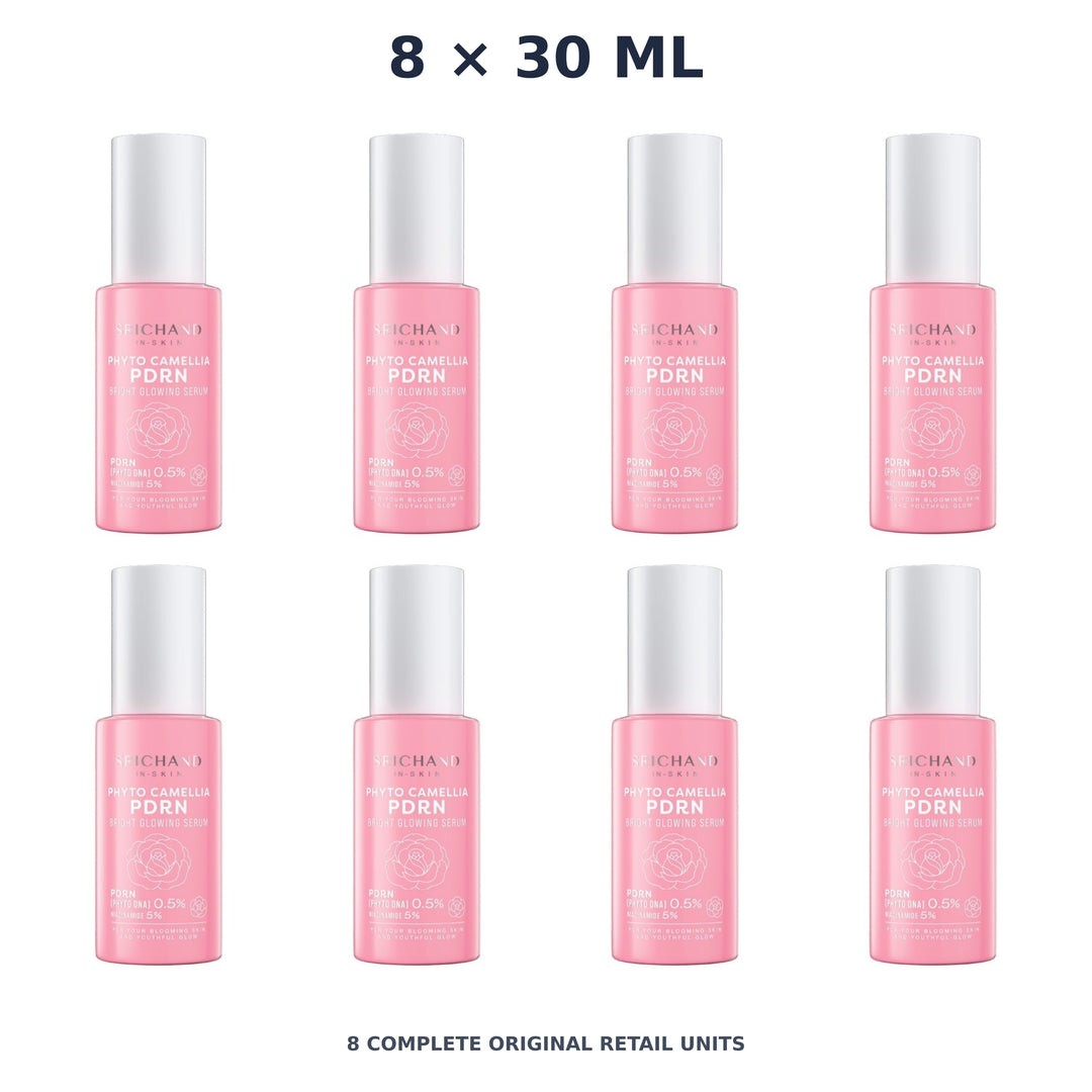 Srichand Phyto Camellia PDRN Bright Glowing Serum 30ml – 8 × 30 ml — exact quantity shown on white background