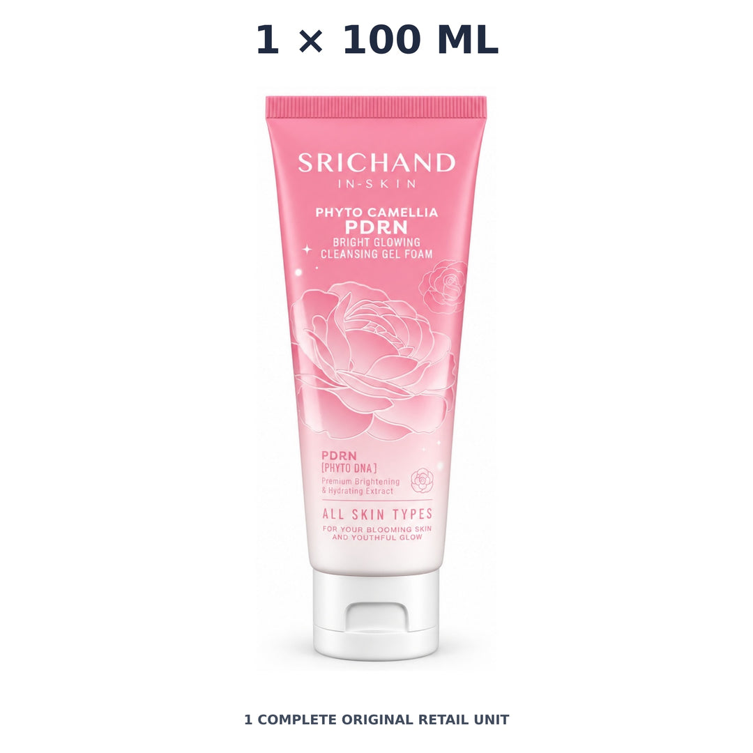 Srichand Phyto Camellia PDRN Bright Glowing Cleansing Gel Foam 100ml – 1 × 100 ml — exact quantity shown on white background