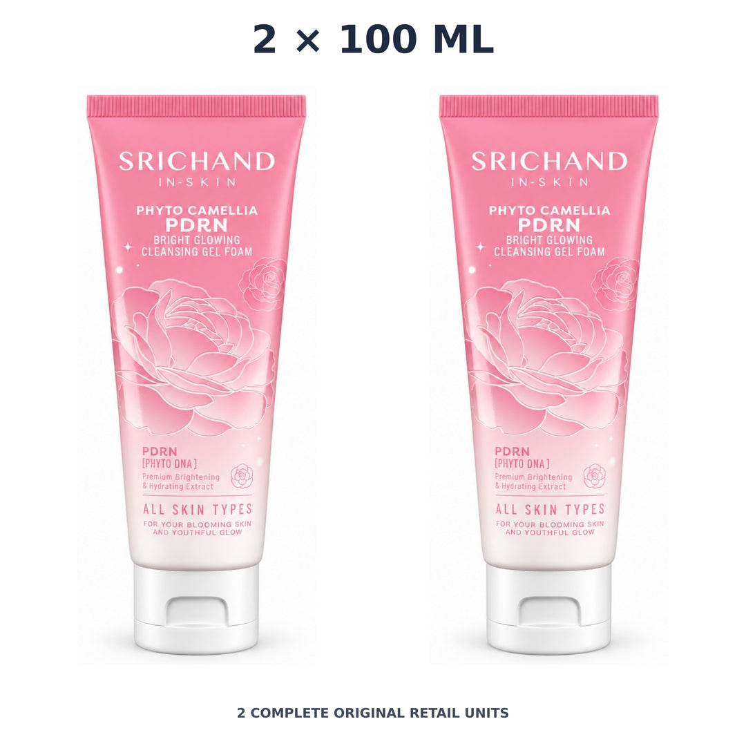 Srichand Phyto Camellia PDRN Bright Glowing Cleansing Gel Foam 100ml – 2 × 100 ml — exact quantity shown on white background
