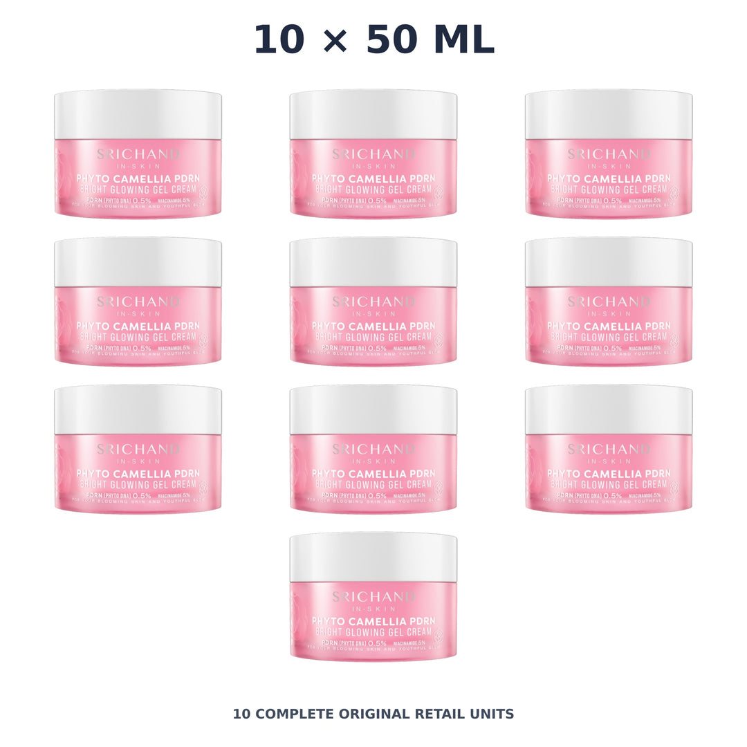 Srichand Phyto Camellia PDRN Bright Glowing Gel Cream 50ml – 10 × 50 ml — exact quantity shown on white background