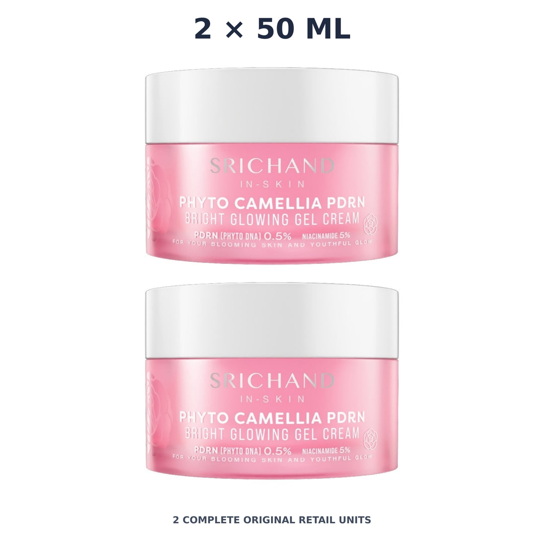 Srichand Phyto Camellia PDRN Bright Glowing Gel Cream 50ml – 2 × 50 ml — exact quantity shown on white background
