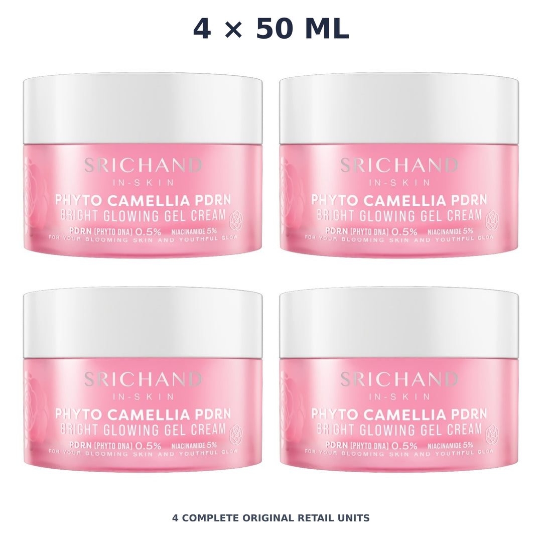 Srichand Phyto Camellia PDRN Bright Glowing Gel Cream 50ml – 4 × 50 ml — exact quantity shown on white background