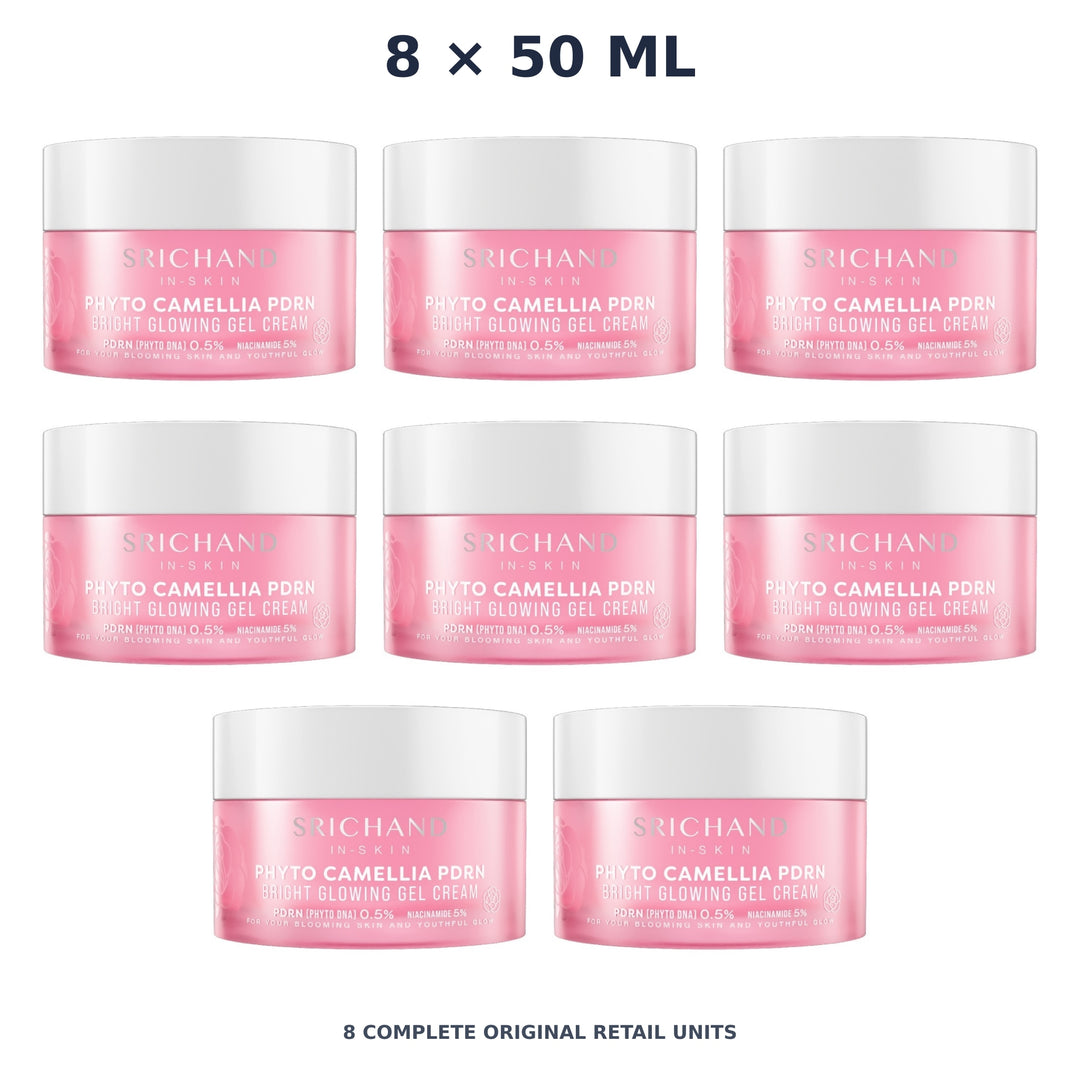 Srichand Phyto Camellia PDRN Bright Glowing Gel Cream 50ml – 8 × 50 ml — exact quantity shown on white background