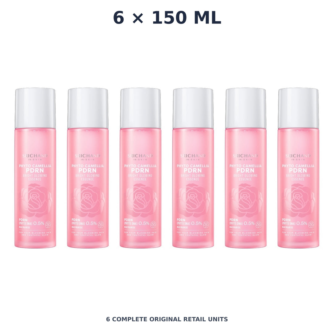 Srichand Phyto Camellia PDRN Bright Glowing Essence 150ml – 6 × 150 ml — exact quantity shown on white background