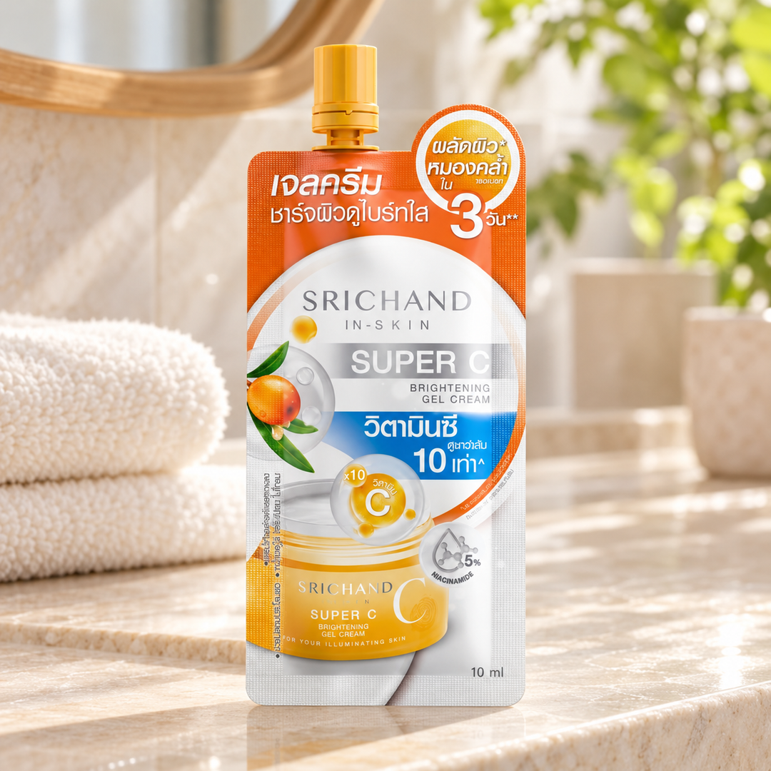 Srichand Super C Brightening Gel Cream 10ml 10 ml — lifestyle view 1, serving or routine illustration