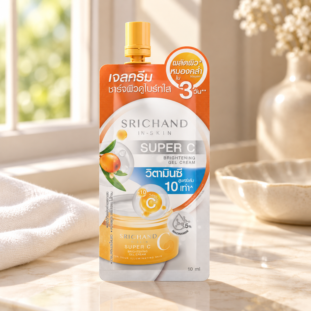 Srichand Super C Brightening Gel Cream 10ml 10 ml — lifestyle view 2, serving or routine illustration