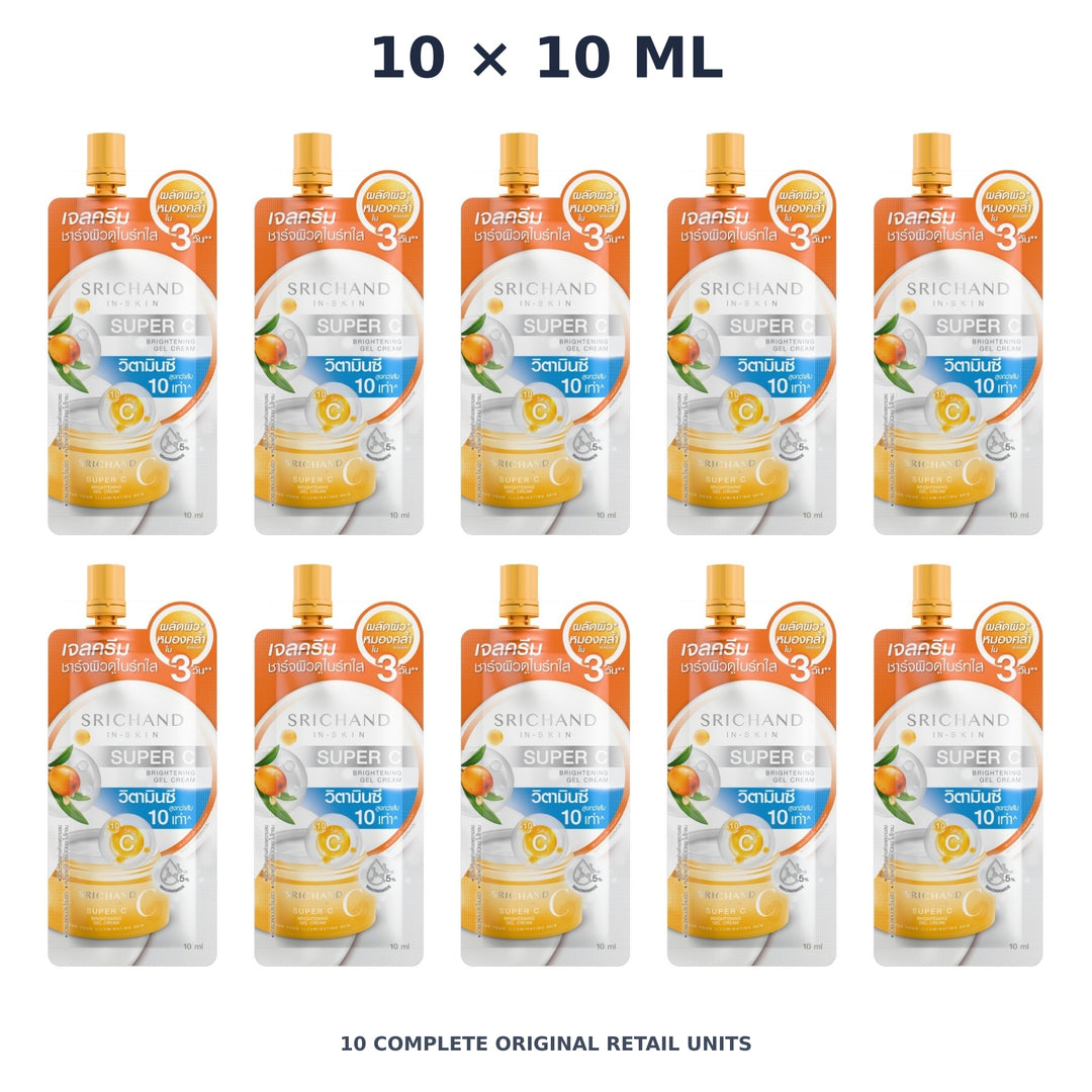 Srichand Super C Brightening Gel Cream 10ml – 10 × 10 ml — exact quantity shown on white background
