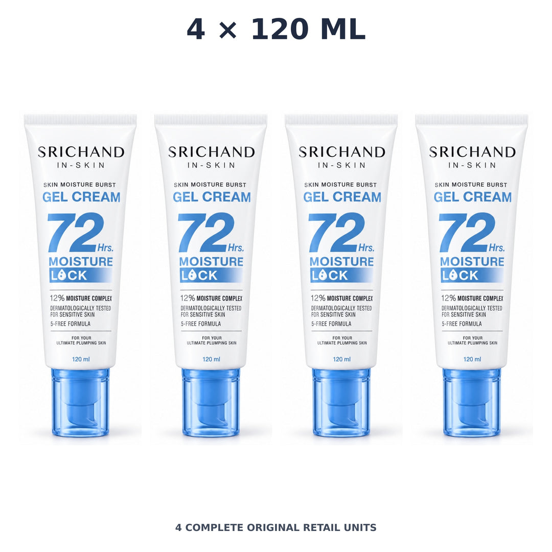 Srichand Skin Moisture Burst Gel Cream 120ml – 4 × 120 ml — exact quantity shown on white background