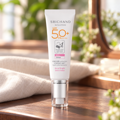 Srichand Sunlution Tone Up Serum Sunscreen SPF50+ PA ++++ 15ml 15 ml — lifestyle view 2, serving or routine illustration