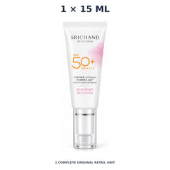 Srichand Sunlution Tone Up Serum Sunscreen SPF50+ PA ++++ 15ml – 1 × 15 ml — exact quantity shown on white background