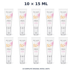 Srichand Sunlution Tone Up Serum Sunscreen SPF50+ PA ++++ 15ml – 10 × 15 ml — exact quantity shown on white background
