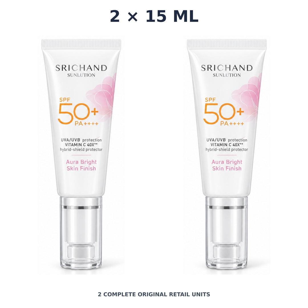 Srichand Sunlution Tone Up Serum Sunscreen SPF50+ PA ++++ 15ml – 2 × 15 ml — exact quantity shown on white background