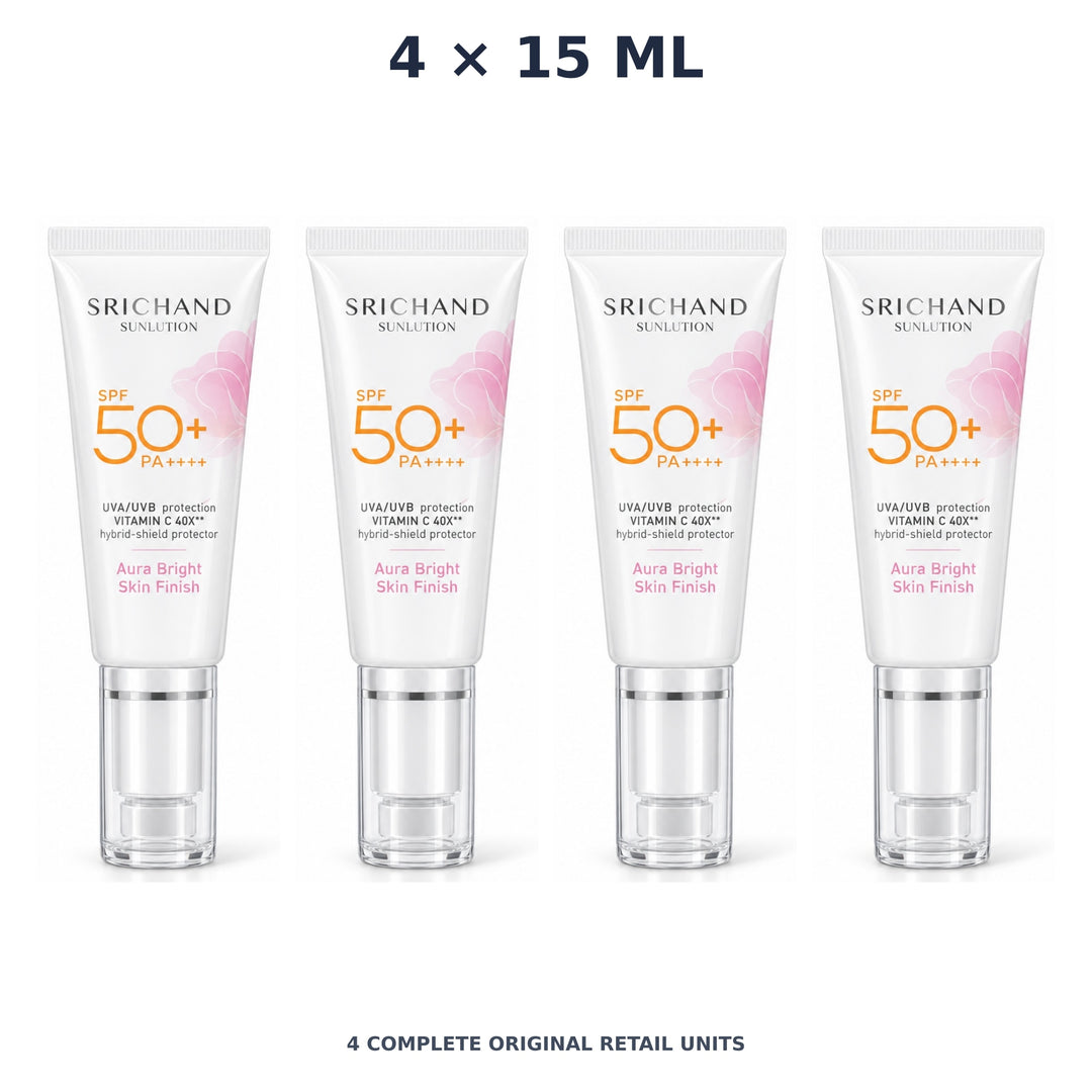 Srichand Sunlution Tone Up Serum Sunscreen SPF50+ PA ++++ 15ml – 4 × 15 ml — exact quantity shown on white background