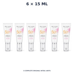 Srichand Sunlution Tone Up Serum Sunscreen SPF50+ PA ++++ 15ml – 6 × 15 ml — exact quantity shown on white background