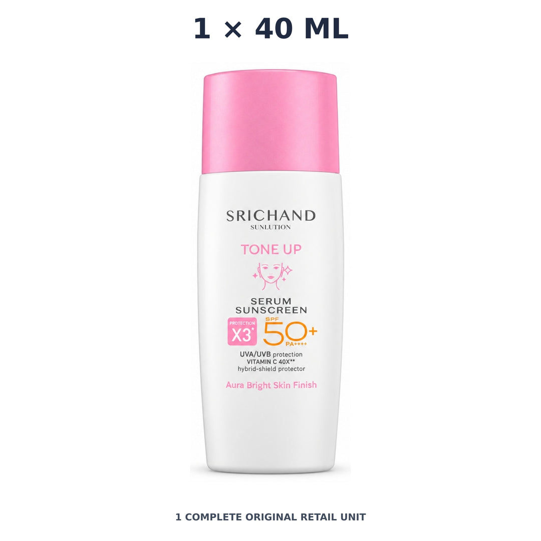 Srichand Sunlution Tone Up Serum Sunscreen SPF50+ PA ++++ 40ml – 1 × 40 ml — exact quantity shown on white background
