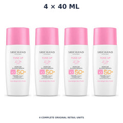 Srichand Sunlution Tone Up Serum Sunscreen SPF50+ PA ++++ 40ml – 4 × 40 ml — exact quantity shown on white background