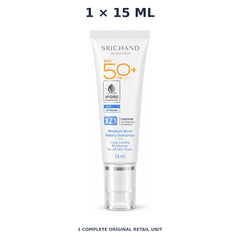 Srichand Sunlution Moisture Burst Watery Sunscreen SPF50+ PA++++ 15ml – 1 × 15 ml — exact quantity shown on white background