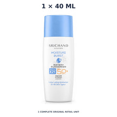 Srichand Sunlution Moisture Burst Watery Sunscreen SPF50+ PA++++ 40ml – 1 × 40 ml — exact quantity shown on white background