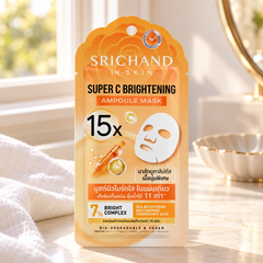 Srichand Super C Brightening 15X Ampoule Mask 18ml 18 ml sheet mask — lifestyle view 2, serving or routine illustration