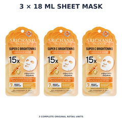 Srichand Super C Brightening 15X Ampoule Mask 18ml – 3 × 18 ml sheet mask — exact quantity shown on white background