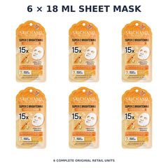 Srichand Super C Brightening 15X Ampoule Mask 18ml – 6 × 18 ml sheet mask — exact quantity shown on white background