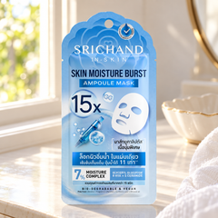 Srichand Skin Moisture Burst 15X Ampoule Mask 18ml 18 ml sheet mask — lifestyle view 2, serving or routine illustration