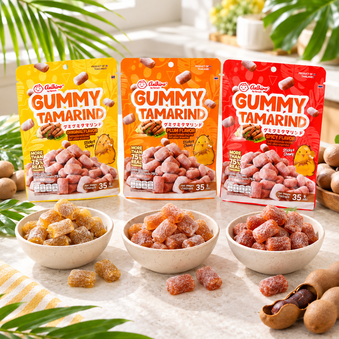 Sarach Gummy Tamarind three flavors tasting scene