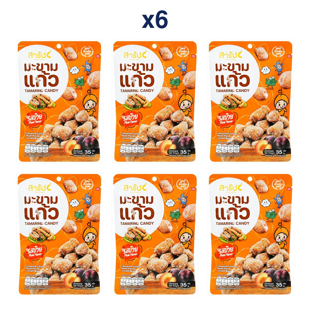 Sarach Plum Tamarind Candy 35 g — Pack of 6 — exact sealed package quantity