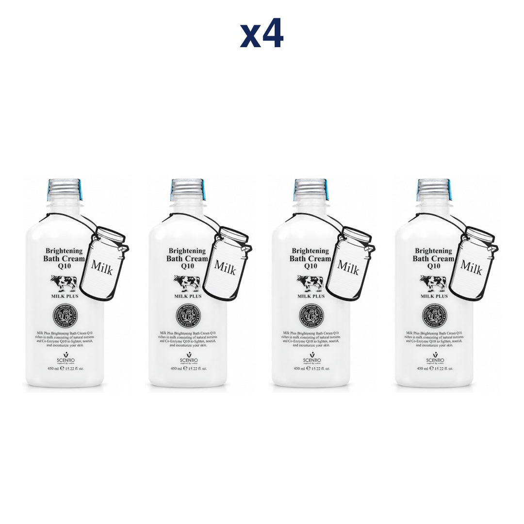 Scentio Milk Plus Bright & White Shower Cream 450 ml — Pack of 4 — 4 complete retail units