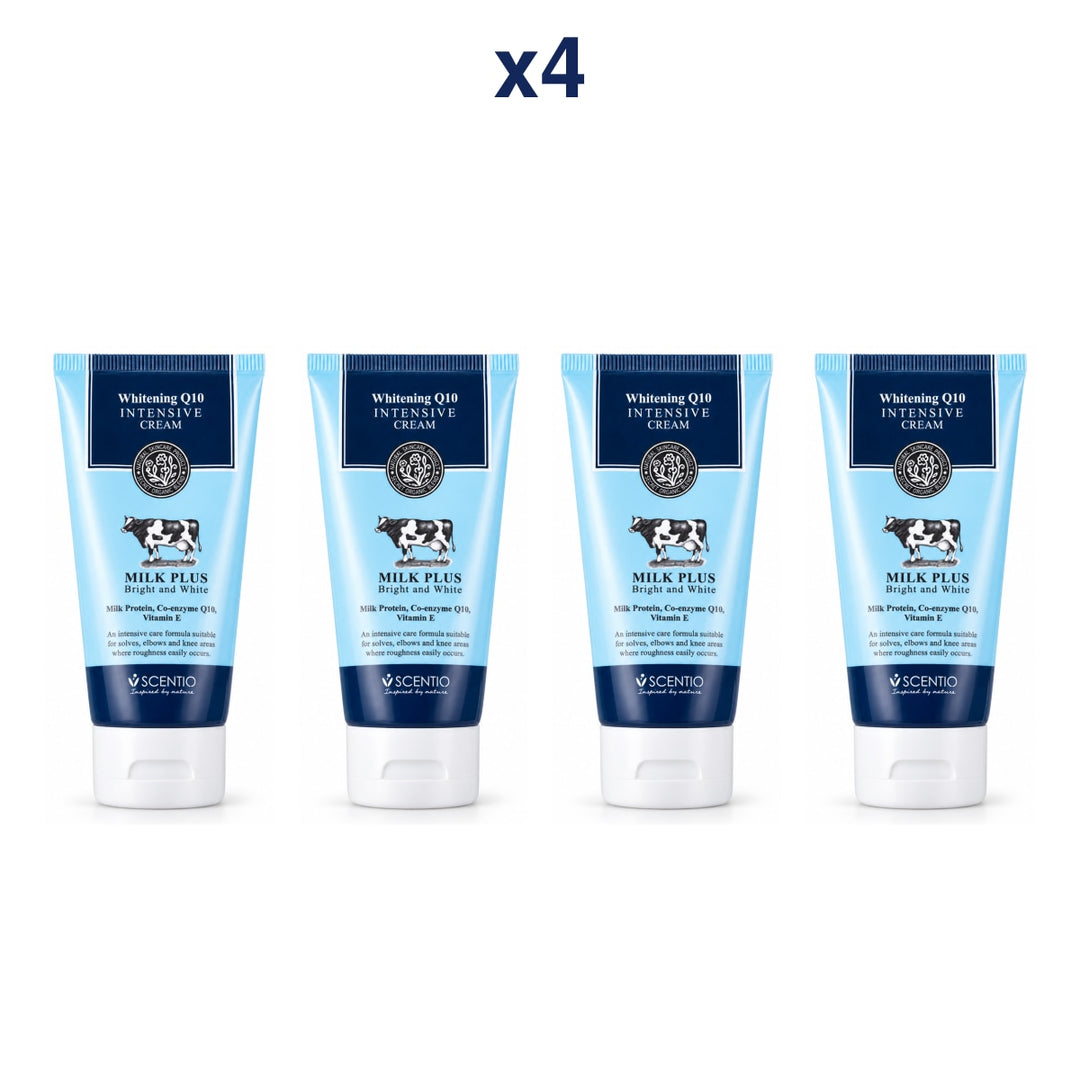 Scentio Milk Plus Whitening Q10 Intensive Cream 50 g — Pack of 4 — 4 complete retail units