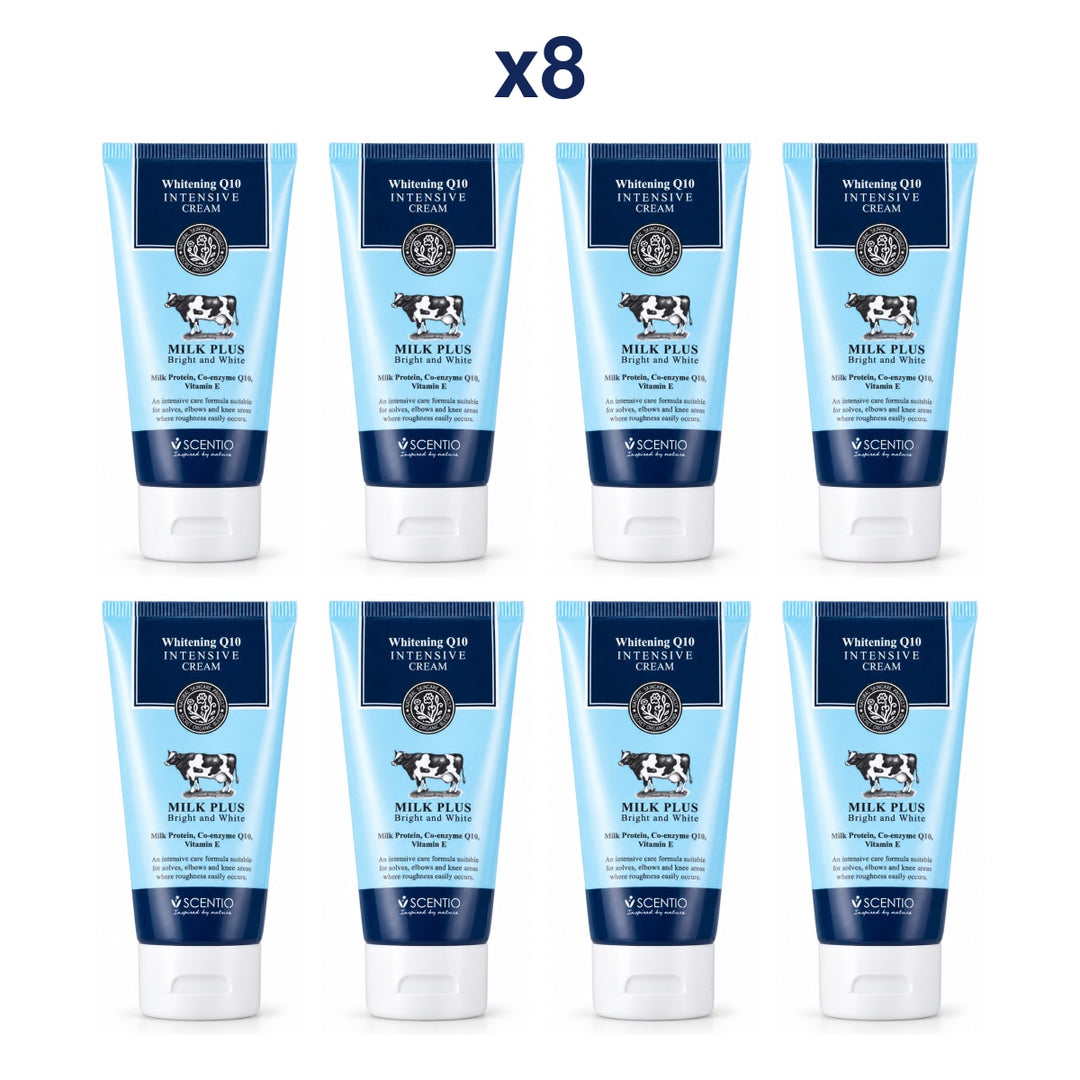 Scentio Milk Plus Whitening Q10 Intensive Cream 50 g — Pack of 8 — 8 complete retail units