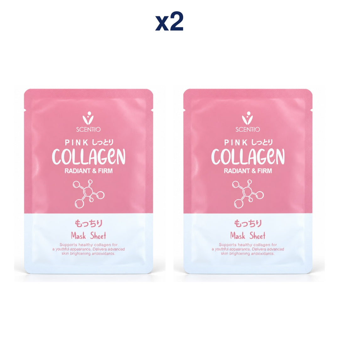 Scentio Pink Collagen Bright & Firm Mask Sheet 1 Sheet — Pack of 2 — 2 complete retail units