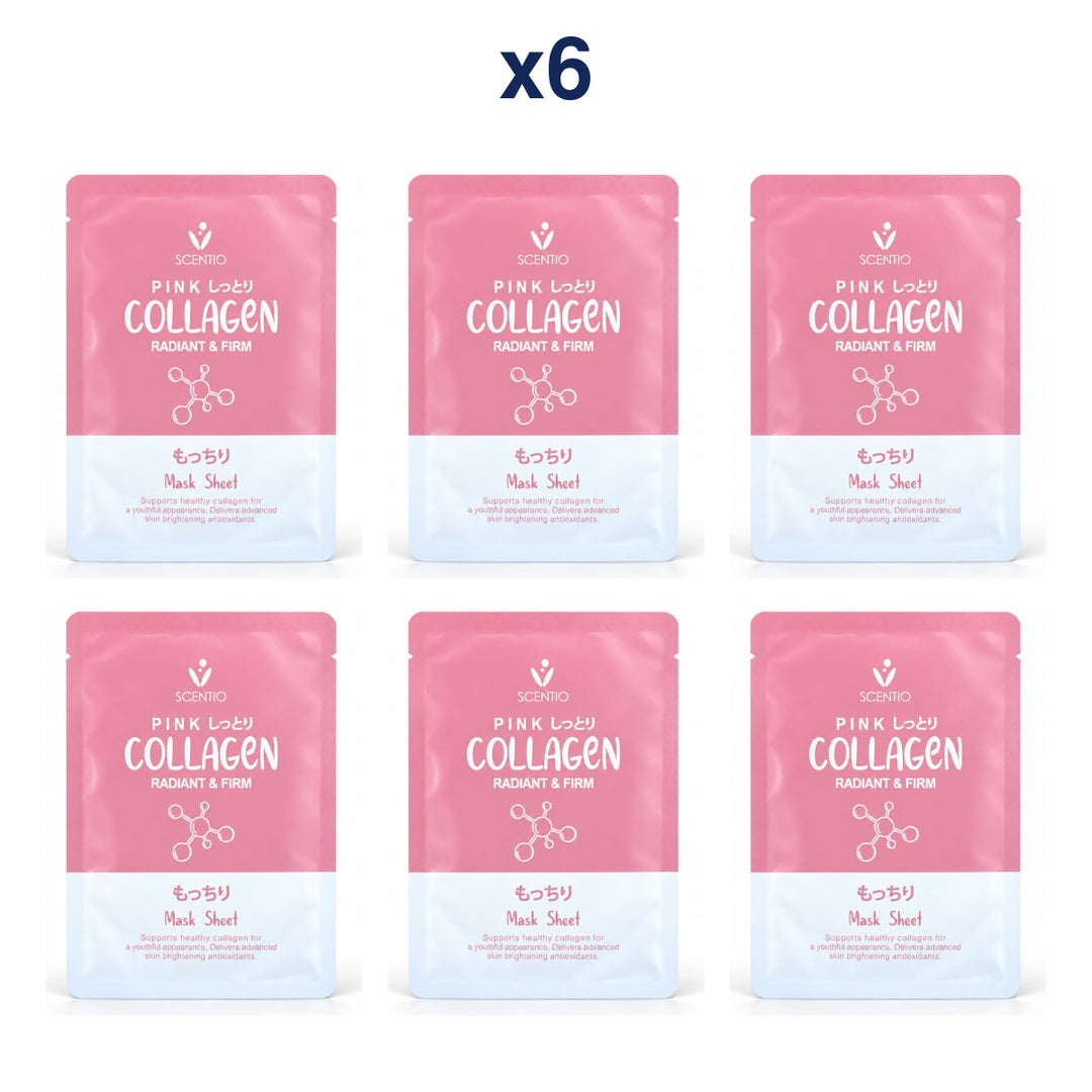 Scentio Pink Collagen Bright & Firm Mask Sheet 1 Sheet — Pack of 6 — 6 complete retail units