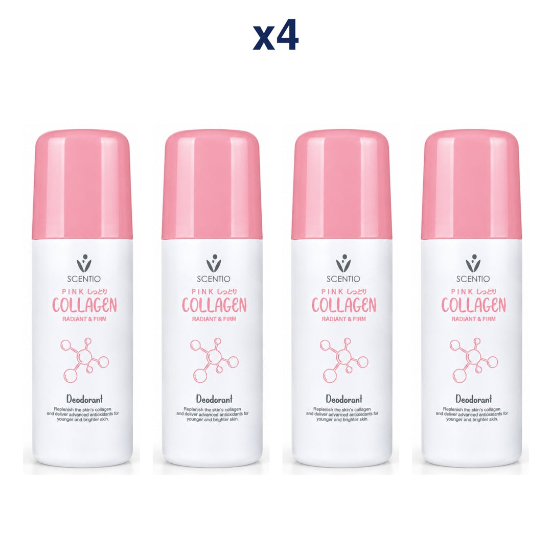 Scentio Pink Collagen Radiant & Firm Deodorant 50 ml — Pack of 4 — 4 complete retail units